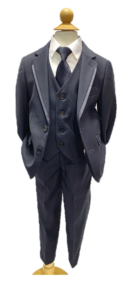 NUEVO JODANO Niños Calce Ajustado 5 Piezas Esmoquin nuevo azul y negro con Expa. Cintura Talla 2-20 Foto 2 de 4