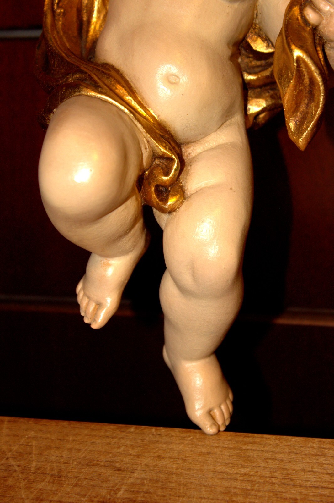 11" ANRI WOOD HAND CARVED CARVING ANGEL PUTTO CHERUB ITALY STATUE WALL FIGURE