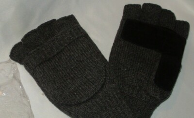  Winter Warm Wool Knitted Convertible Gloves with Mitten Cover Black  New