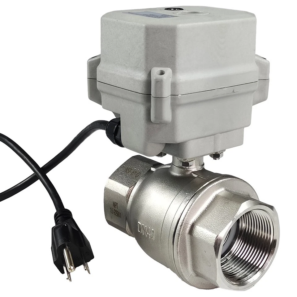 1 1/2" DN40 SS304 Two Way AC110~230V Motorized Ball Valve,US standard 3-pin plug - Image 2 of 4
