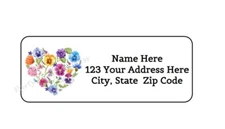 30 PANSY HEART PANSIES FLOWER PERSONALIZED RETURN ADDRESS LABELS 1 in X 2.625 in