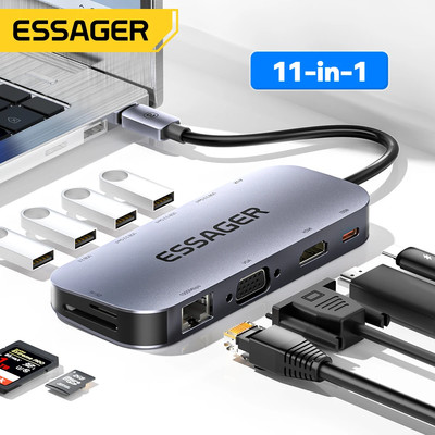 Essager 11 in 1 USB C HUB Docking Station - 2 Years Replacement Warranty