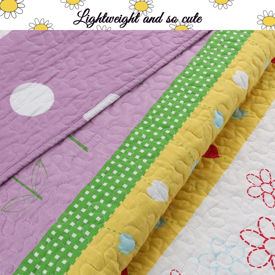 Juego de edredón reversible para niña Flower Garden, colcha, colcha Foto 3 de 4