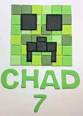 Minecraft Creeper Face Green Edible Cake Topper Image ABPID27364