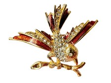 Vintage 1980s Bird Brooch Gold