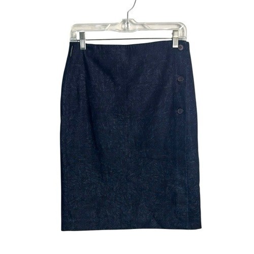 Valentino, Vintage Valentino Wrap Pencil Floral Denim Skirt Size Small