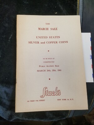 Stack's Mar 24 1961 March Sale Silver Copper Coin Auction Catalog 