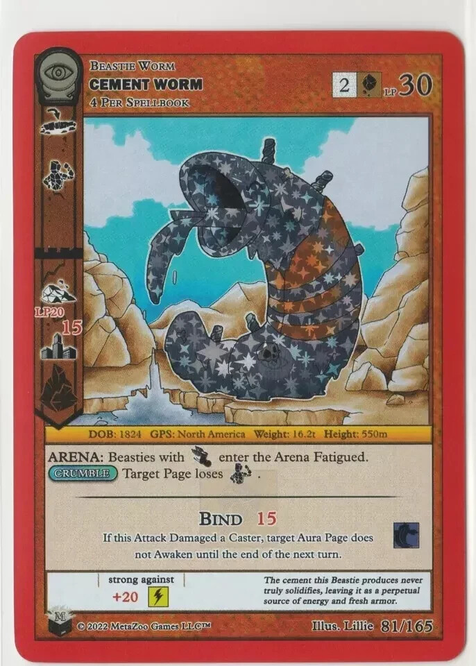 2022 MetaZoo Seance #81/165 Cement Worm Reverse Holo Silver