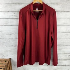 Bearded Goat Mens 1/4 zip pullover XL Red Long Sleeve