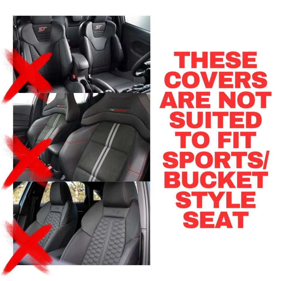 FOR AUDI A3 & S LINE S3 - CUSTOM FRONT SEAT COVERS WATERPROOF BLK A1 A3 A4 A5 A6 - Image 2 of 2