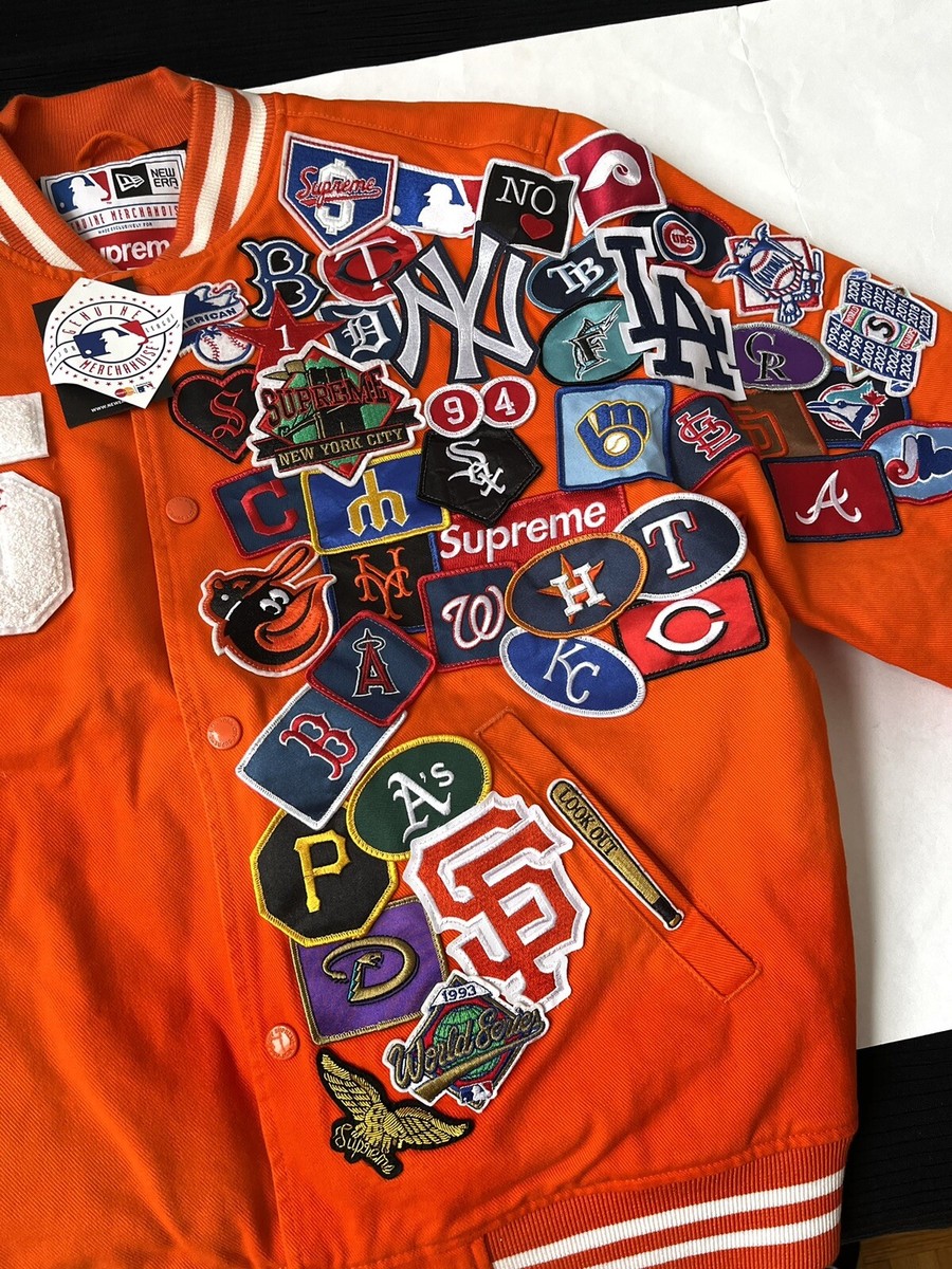 Supreme New Era MLB Varsity Jacket Orange Size M Brand New Supreme New Era MLB Varsity Jacket Orange Size M Brand New