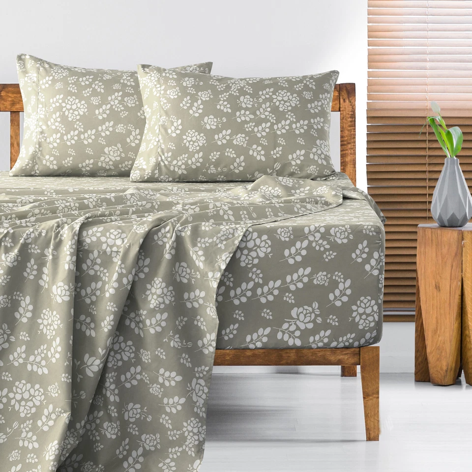 4 Piece Bed Sheet Set Soft Hotel Quality Luxurious Deep Pocket Floral Sheets - Image 4 of 4