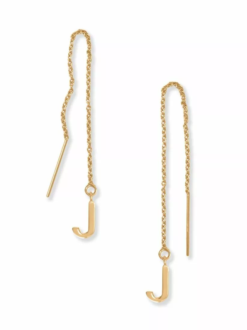 14 karat 2024 gold initial earrings