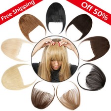 THICK/THIN Bangs Fringe 100 Remy Human Hair Front Hairpiece Clip in Hair Topper