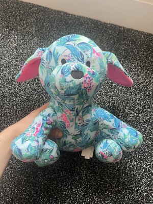 Lilly Pulitzer Bunter Welpe Hund Stofftier Plüschtier Blau & Rosa