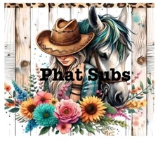 20oz Sublimation Tumbler Wrap Girl And Her Horse Ready To Press Heat Transfer