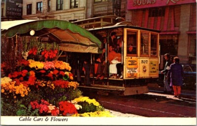 Cable Car & Flowers San Francisco 1977 California Vintage Chrome Postcard A5