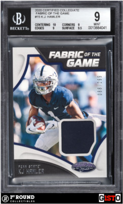 POP 1 K.J. Hamler BGS 9+ 2020 Chronicles Certified Fabric of the Game Gisto /299