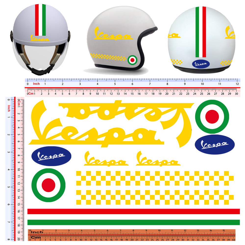 Vespa pvc gialli adesivi casco italia flag sticker helmet cropped