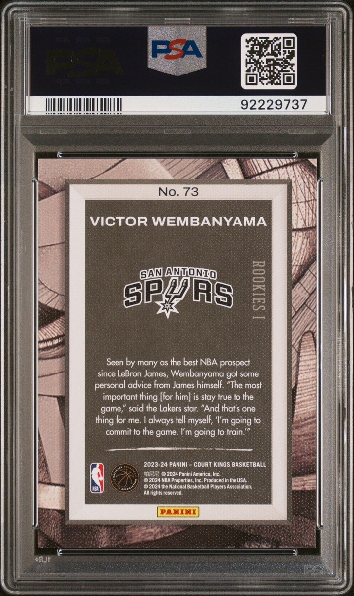 PSA 10 2023-24PANINI COURT KINGS 73 VICTOR WEMBANYAMA RC Rookie