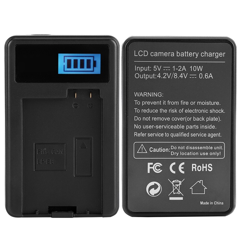 LP-E8 Camera Battery LPE8 + LCD Single Charger For 550D 600D 650D GTO
