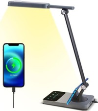TRONTORE LED Desk Lamp 5cct Auto Timer,Night Light Dimmable,Usb charger Port,Eye