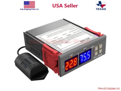 Digital STC-3028 AC 110-220V Dual LCD Temperature Humidity Controller Thermostat