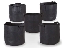 247Garden Nonwoven Aeration Fabric Pot/Plant Grow Bag w/Handles (5-Pack)