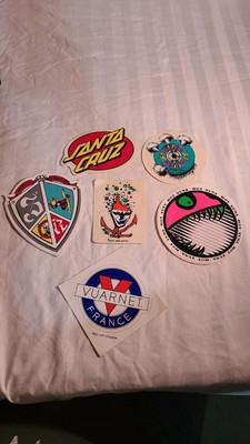 Vintage 80's skateboard  stickers Santa Cruz, Alva, Tracker, Vuarnet, Hot Tuna
