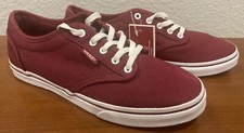 Vans Atwood Low Sneakers Women's Size 5 Canvas Burgundy White Lace Up - New