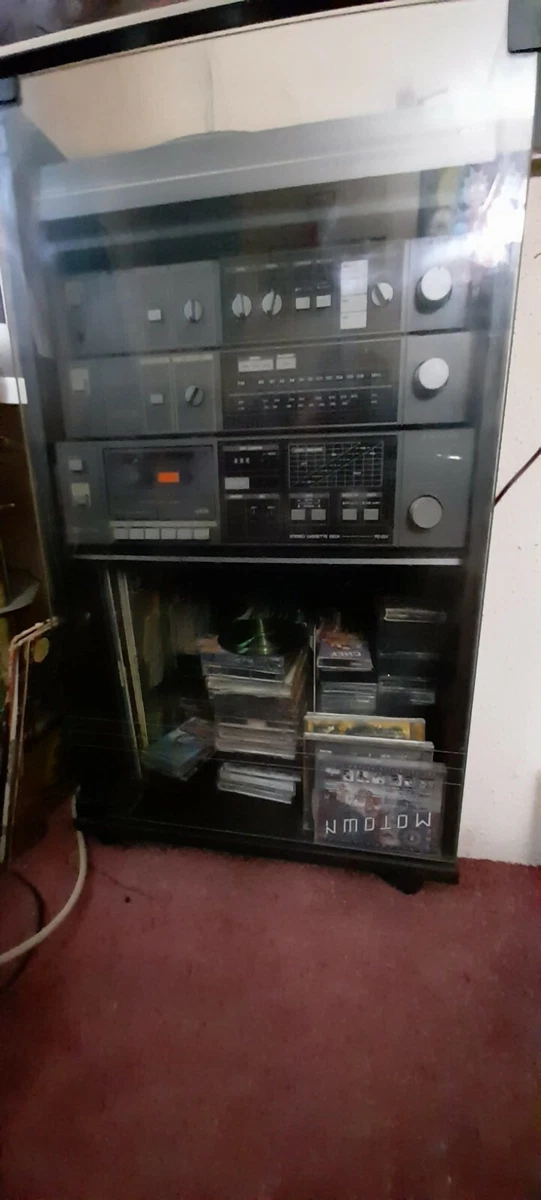 Sanyo Hifi Seperates in glass cabinet Cassette Radio Amp Record