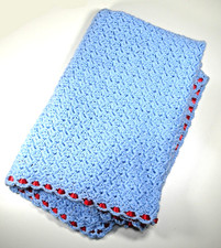 NEW Handmade Crochet Baby Quilt Blue