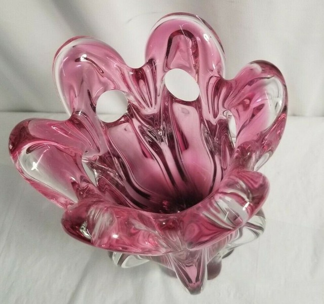 10" Purple TWISTED TULIP Blown Glass Vase 5 LB Heavy Duty LOVELY eBay