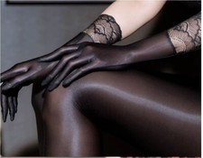 Nylon Damen Handschuhe schwarz Spitze Stretch...