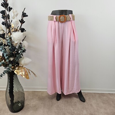 Italy Hose Marlenehose weites Bein Twillhose Stoffhose Größe 36 38 40 Rosa