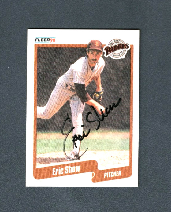 Eric Show Padres Signed Autographed 1990 Fleer Baseball Card #169 NR MINT