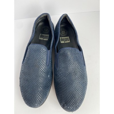 FitFlop Superskate Midnight Navy Snake Finish-Loafers Size 9