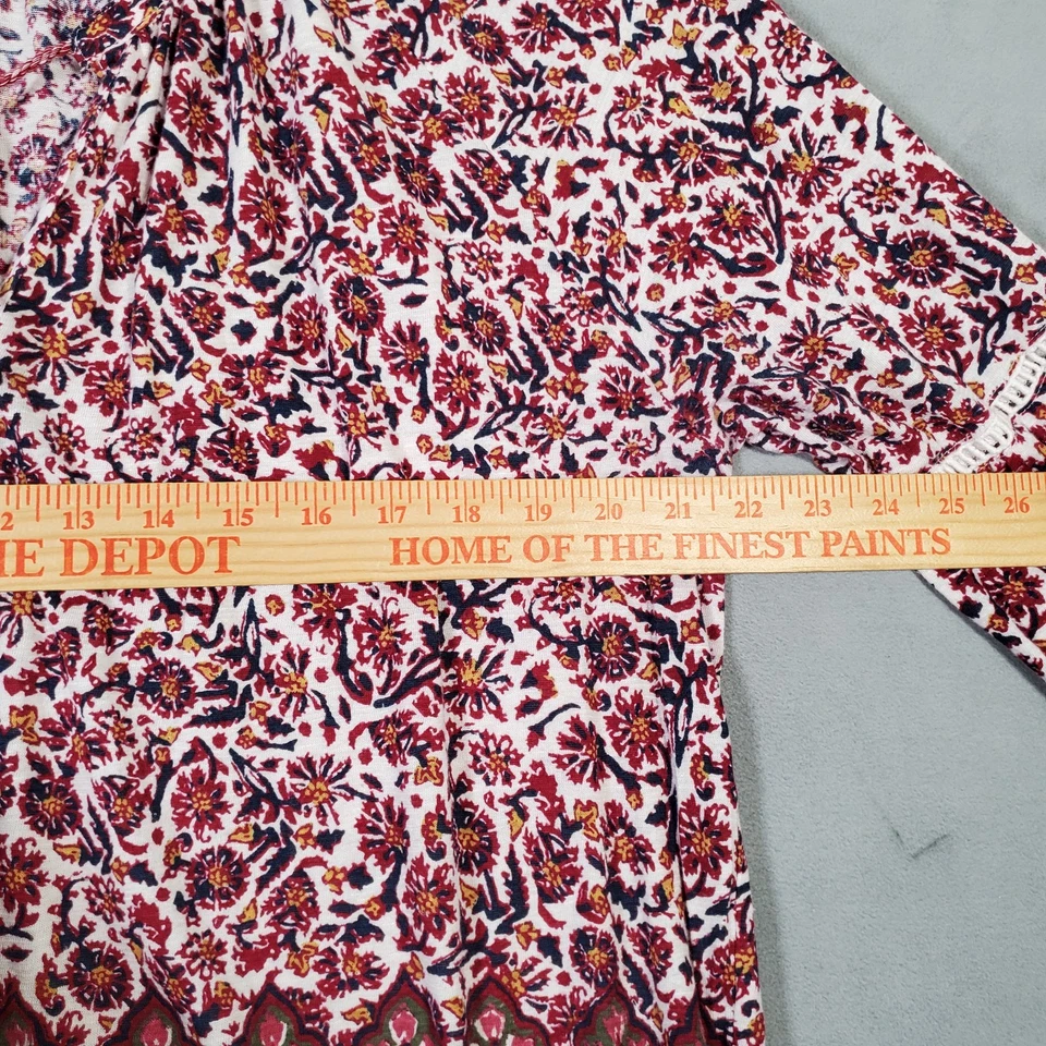 Top Lucky Brand para mujer XL rojo floral campesino manga larga boho cottagecore hippie Foto 3 de 4