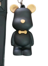 Black Kawaii Teddy Bear Keychain with Bow Cute Bag Charm Purse Backpack Pendant