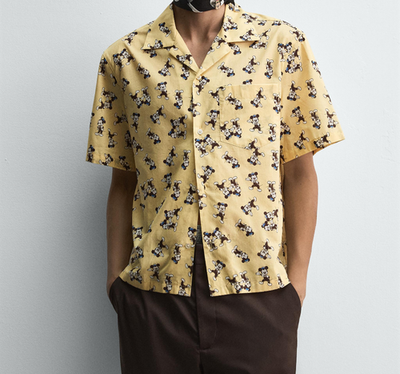 【美品】ZARA×HARRY LAMBERT イラストシャツ Zara x Harry Lambert x Disney Morty + Ferdy Shirt Yellow Size L