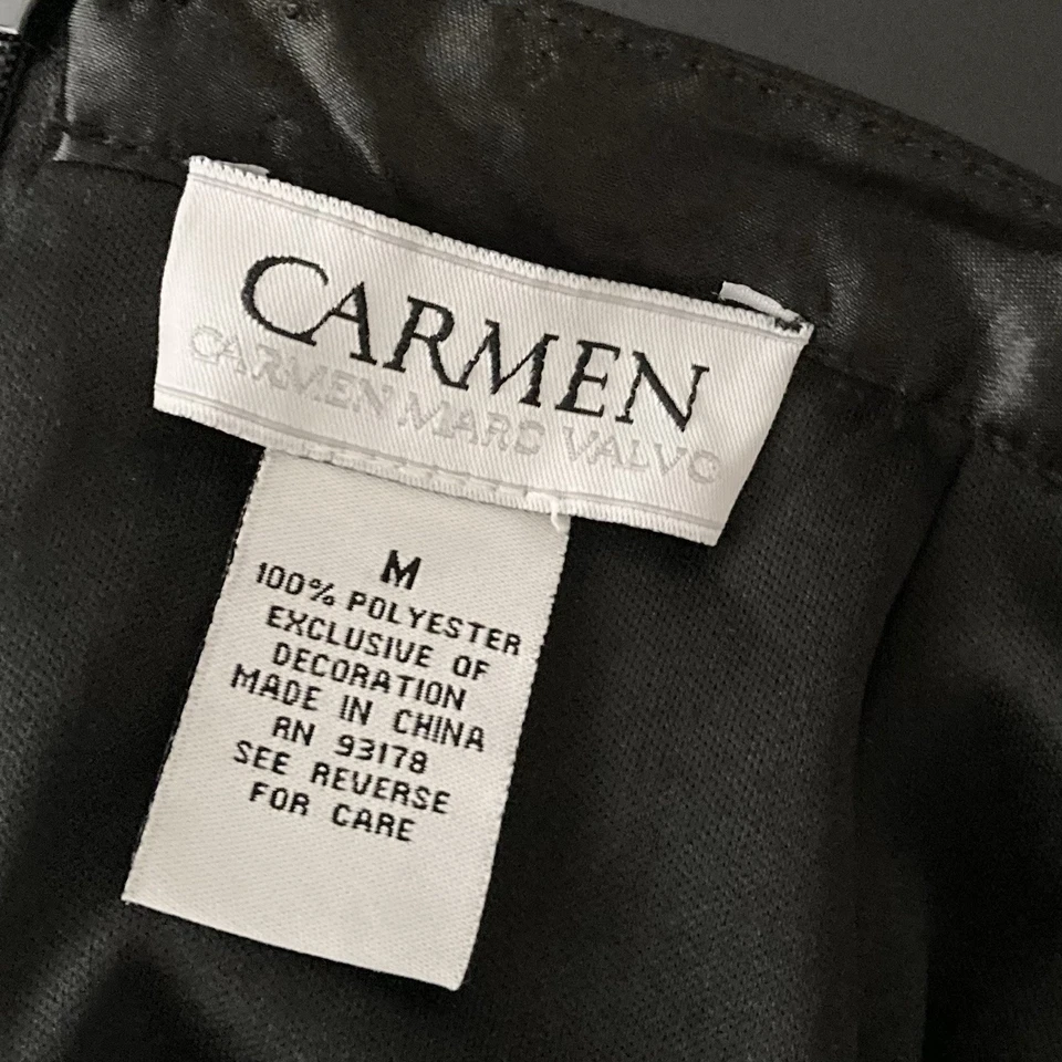 Nueva Falda Midi Carmen Marc Valvo Plateada Gunmetal Lentejuelas Talla Mediana Forrada Foto 3 de 4