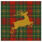 Reindeer Tartan Red Christmas Caspari Paper Table Lunch Napkins 33 cm sq 3 ply