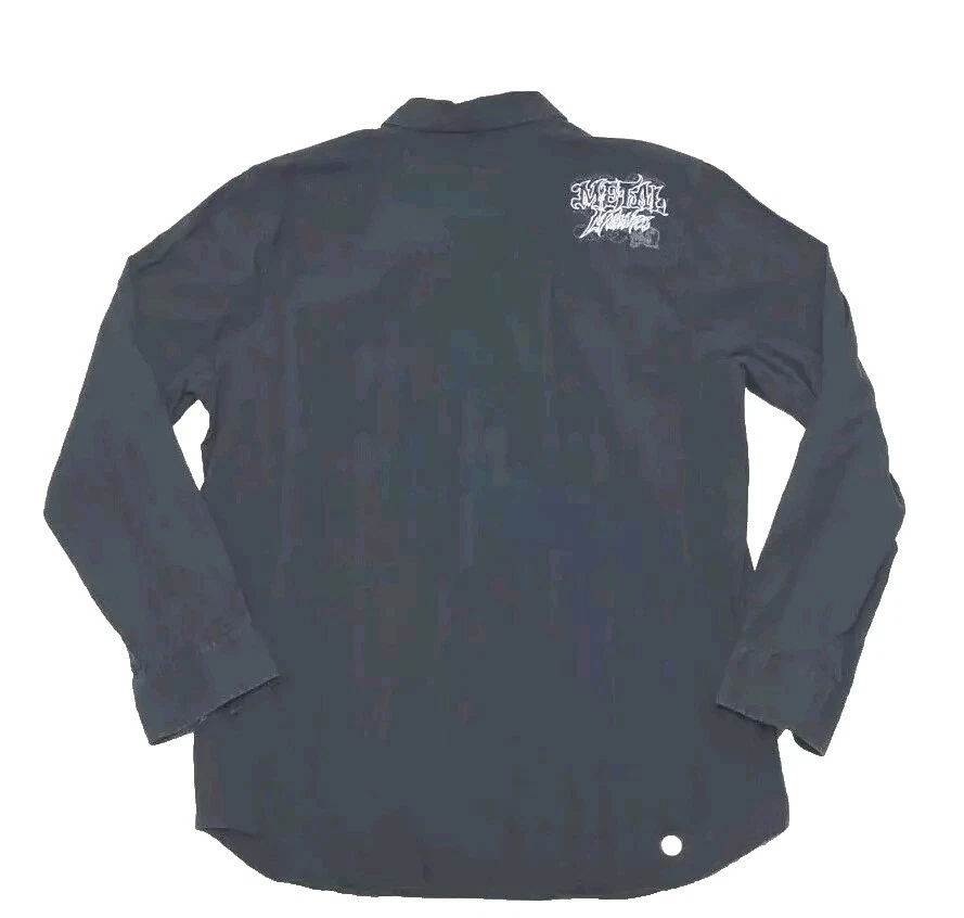 Metal Mulisha Shirt Men's Size XL Black Embroidered Long Sleeve Script Spell Out - Image 2 of 4