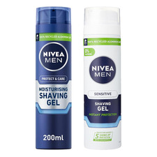 Nivea Men 2 Pack Shave Gel Gift Set Bundle 200ml Each Moisturising  & Sensitive 30.00 per litre