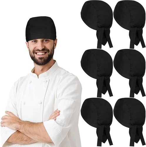 Chef Hat Tie Back for Men Adjustable Chef Cap Bandana Cap Black Breatha - Picture 1 of 2