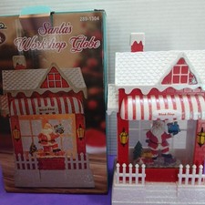 Santa's Workshop Christmas Light Up Musical Waterglobe 5" X 10.75" No Adapter