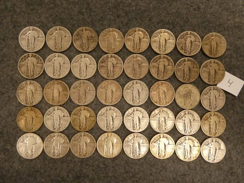 40 coin Standing Liberty Quarter Lot 90% SILVER 10$ face ships FREE lot 4