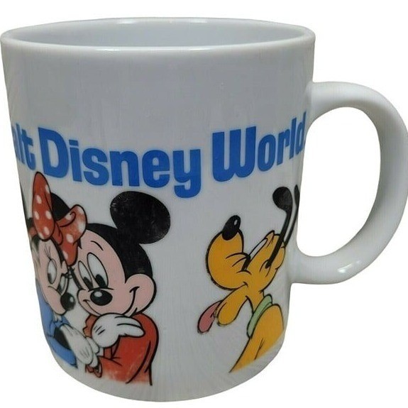 Disney Walt Disney World Coffee Mug Cup Mickey Minnie Pluto Donald Goofy Vtg
