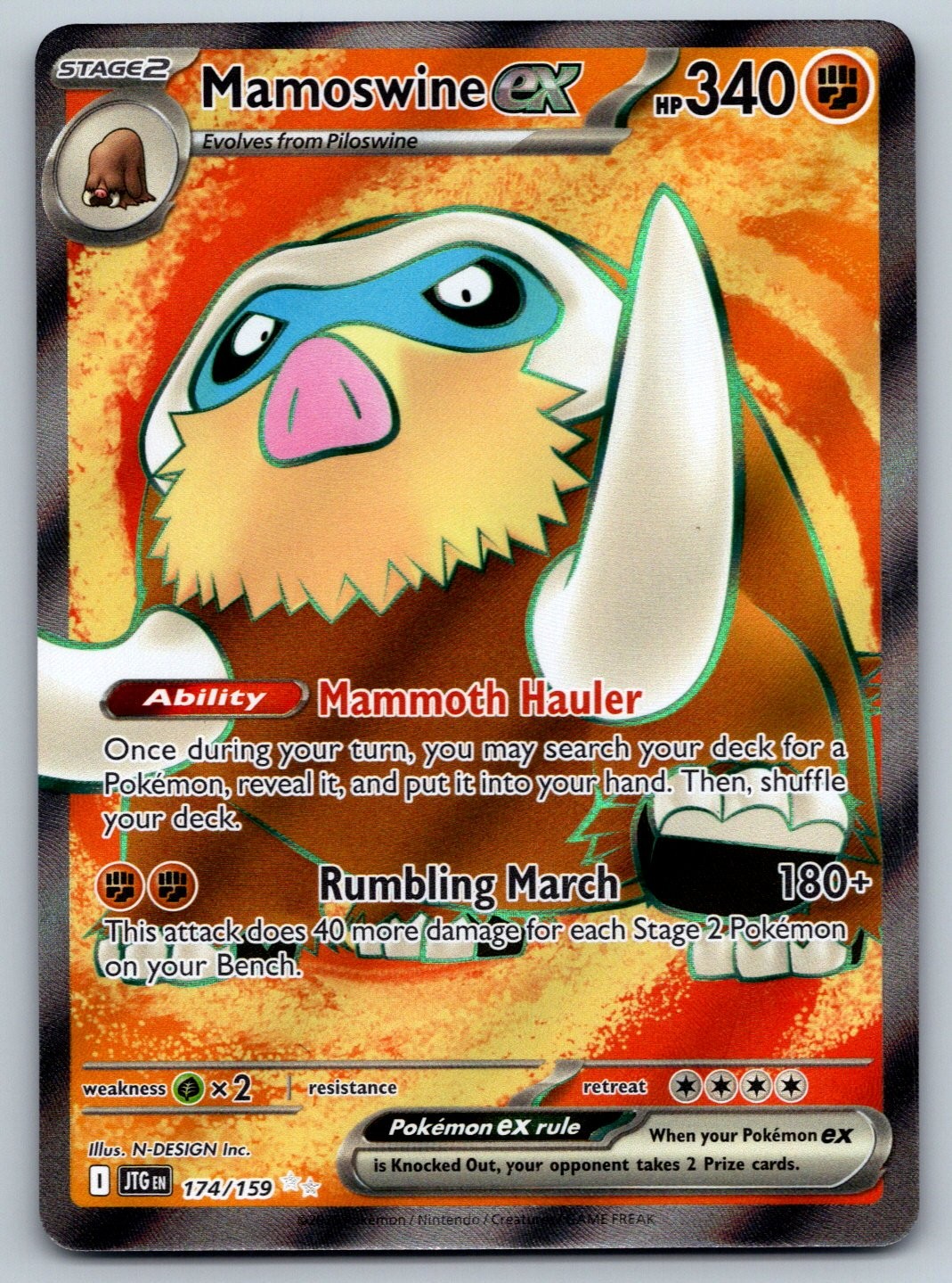 Pokemon TCG SV09: Journey Together Mamoswine ex 174/159 Ultra Rare 2025