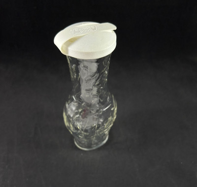 Good Seasons Salad Dressing Glass Cruet Vine Design White Flip Top Lid 7''